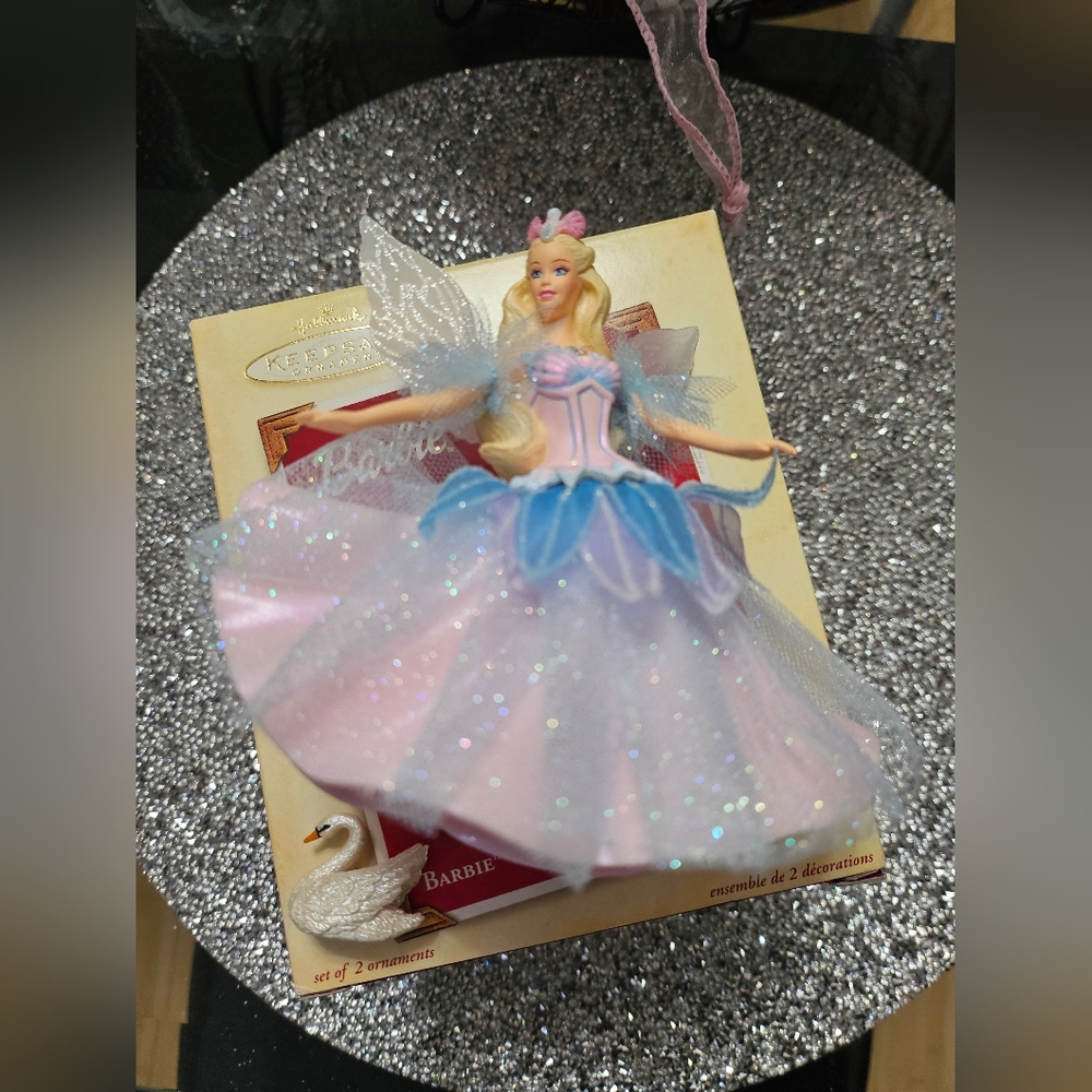 Barbie Swan Lake Ornament 2 piece Set Hallmark Mattel Keepsake 2003